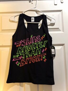Zumba Instructor racerback Tank Top with Neon Pink, Green & Orange Graphic